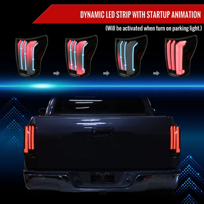 2007-2013 Toyota Tundra Sequential White LED Bar Tail Lights (Matte Black Housing/Smoked Lens)