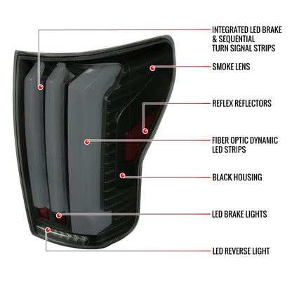 2007-2013 Toyota Tundra Sequential White LED Bar Tail Lights (Matte Black Housing/Smoked Lens)