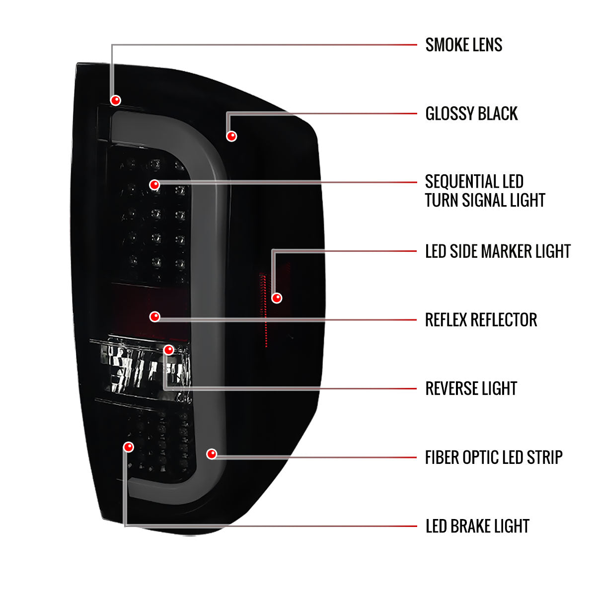 2014-2021 Toyota Tundra White Bar Sequential LED Tail Lights (Glossy Black Housing/Smoked Lens)