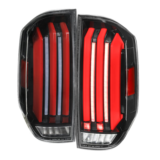 2014-2021 Toyota Tundra Facelift Style Full LED Tail Lights with Sequential Turn Signal (Jet Black Housing/Clear Lens)