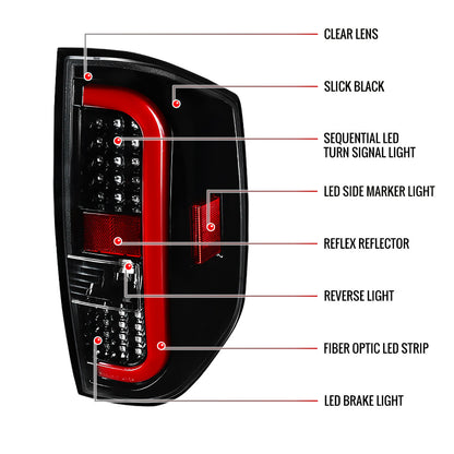 2014-2021 Toyota Tundra Sequential LED Tail Lights (Jet Black Housing/Clear Lens)