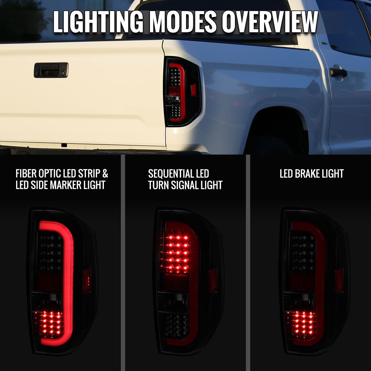 2014-2021 Toyota Tundra Sequential LED Tail Lights (Jet Black Housing/Clear Lens)