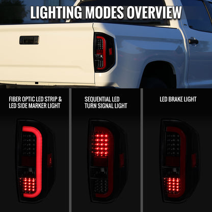 2014-2021 Toyota Tundra Sequential LED Tail Lights (Jet Black Housing/Clear Lens)