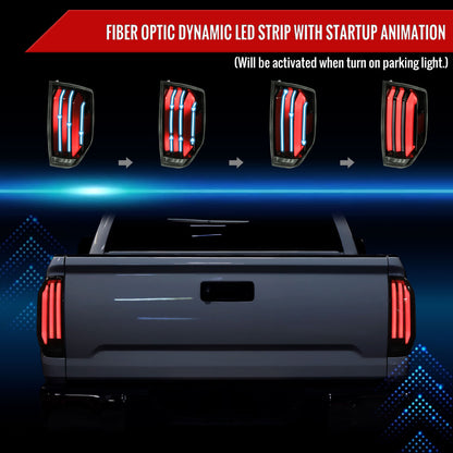 2014-2021 Toyota Tundra Facelift Style Full LED Tail Lights with Sequential Turn Signal (Jet Black Housing/Smoked Lens)