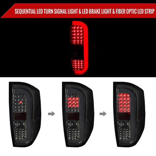 2014-2021 Toyota Tundra Sequential LED Tail Lights (Chrome Housing/Smoked Lens)