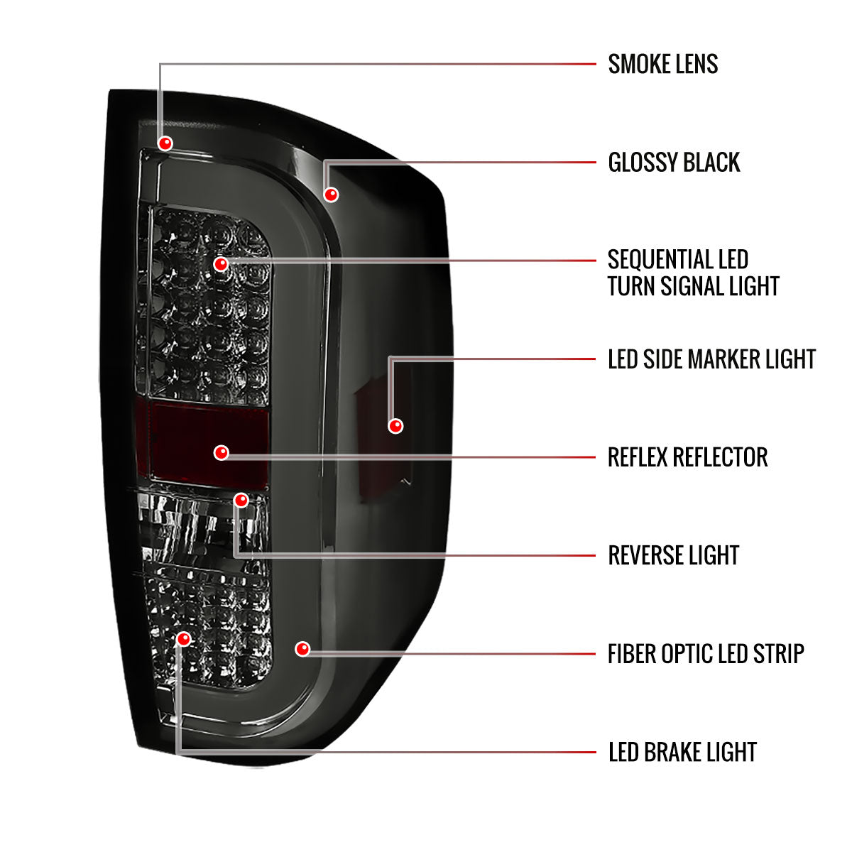 2014-2021 Toyota Tundra Sequential LED Tail Lights (Chrome Housing/Smoked Lens)