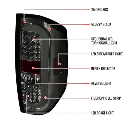 2014-2021 Toyota Tundra Sequential LED Tail Lights (Chrome Housing/Smoked Lens)