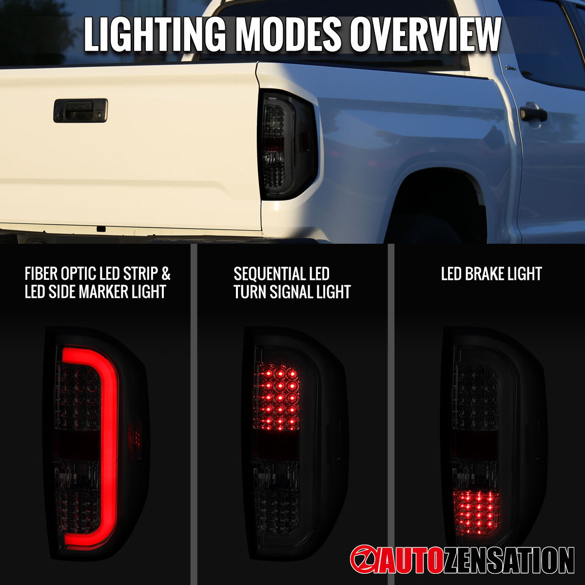 2014-2021 Toyota Tundra Sequential LED Tail Lights (Chrome Housing/Smoked Lens)