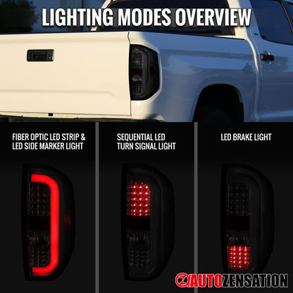 2014-2021 Toyota Tundra Sequential LED Tail Lights (Chrome Housing/Smoked Lens)