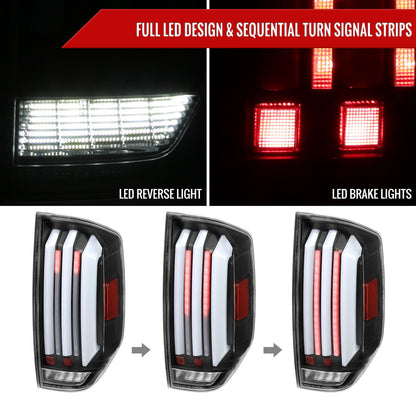 2014-2021 Toyota Tundra Facelift Style Full LED Tail Lights with Sequential Turn Signal (Matte Black Housing/Clear Lens)