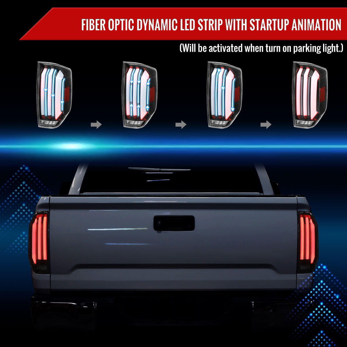 2014-2021 Toyota Tundra Facelift Style Full LED Tail Lights with Sequential Turn Signal (Matte Black Housing/Clear Lens)