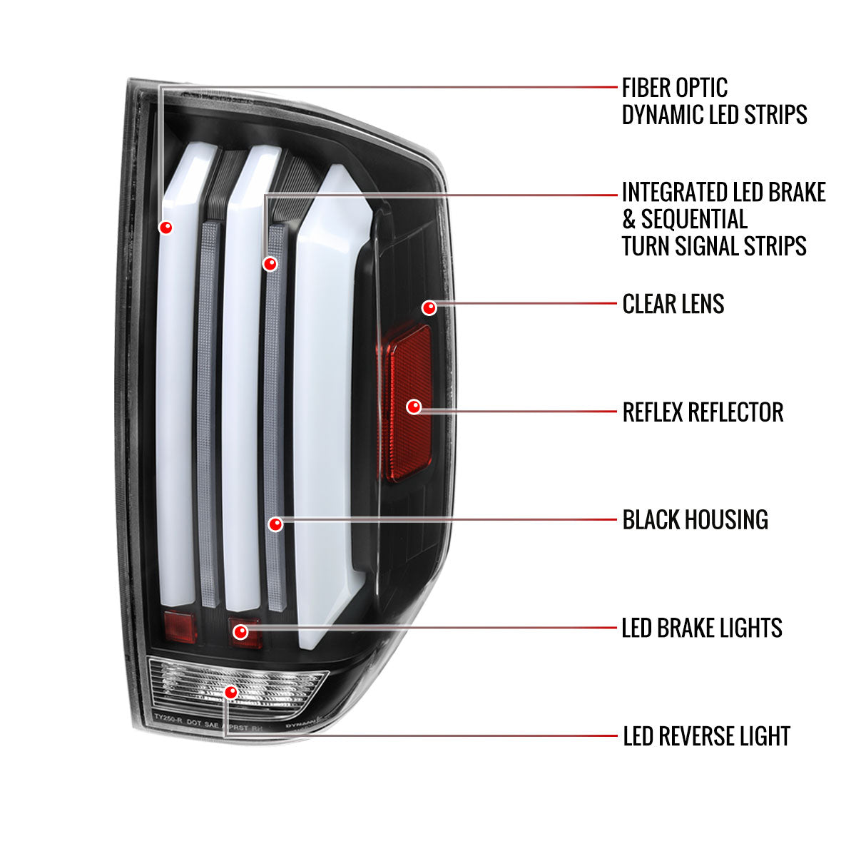 2014-2021 Toyota Tundra Facelift Style Full LED Tail Lights with Sequential Turn Signal (Matte Black Housing/Clear Lens)