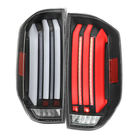 2014-2021 Toyota Tundra Facelift Style Full LED Tail Lights with Sequential Turn Signal (Matte Black Housing/Clear Lens)