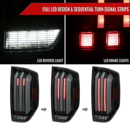 2014-2021 Toyota Tundra Facelift Style Full LED Tail Lights with Sequential Turn Signal (Matte Black Housing/Smoked Lens)