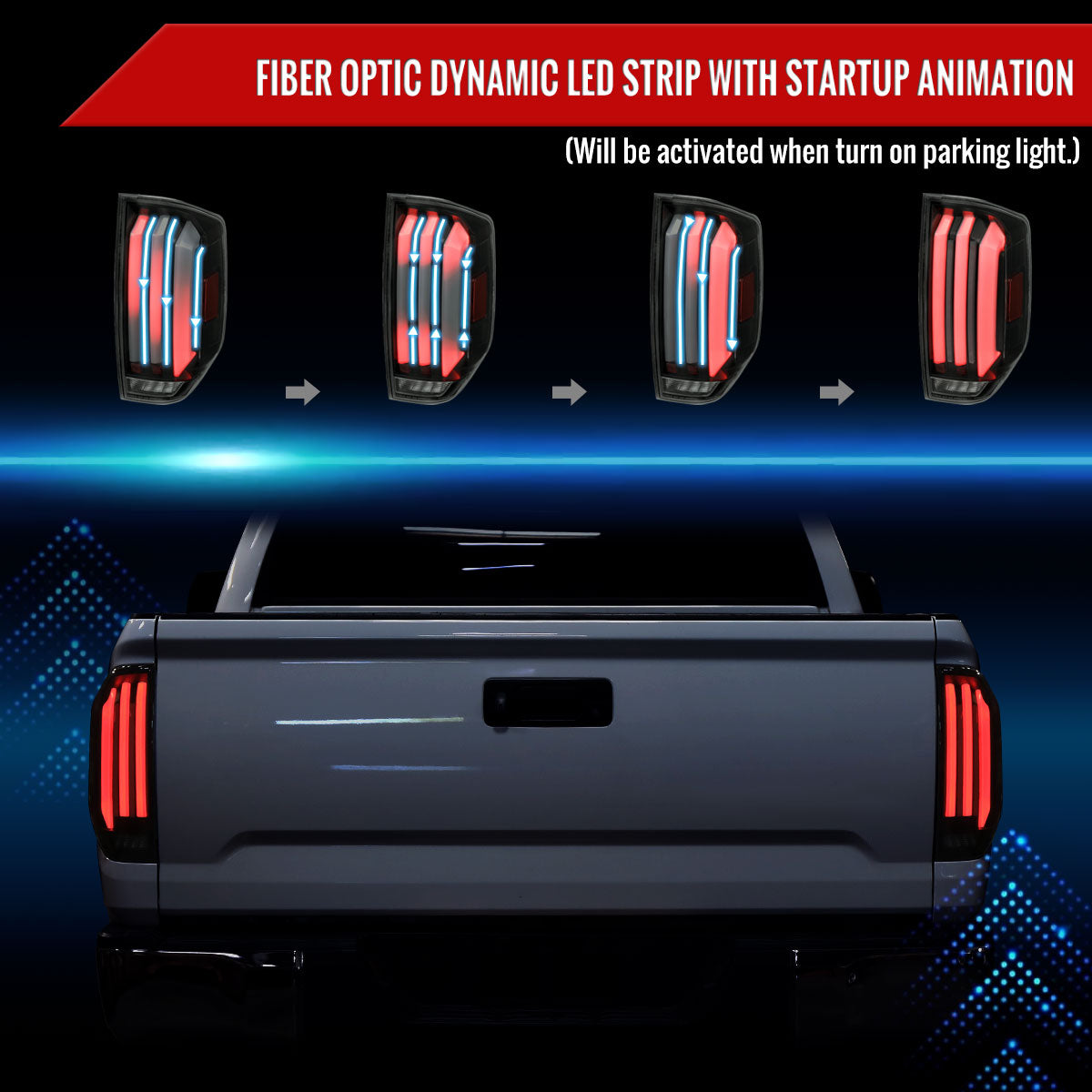 2014-2021 Toyota Tundra Facelift Style Full LED Tail Lights with Sequential Turn Signal (Matte Black Housing/Smoked Lens)