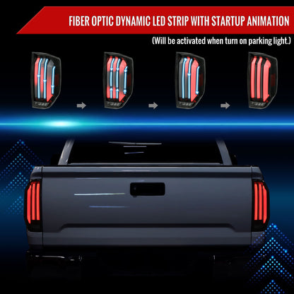 2014-2021 Toyota Tundra Facelift Style Full LED Tail Lights with Sequential Turn Signal (Matte Black Housing/Smoked Lens)