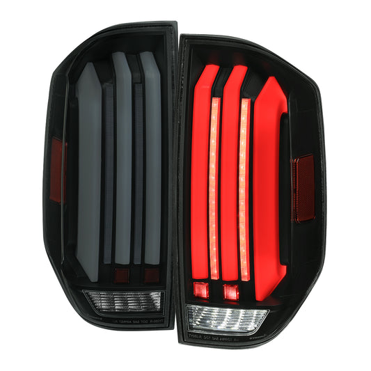 2014-2021 Toyota Tundra Facelift Style Full LED Tail Lights with Sequential Turn Signal (Matte Black Housing/Smoked Lens)