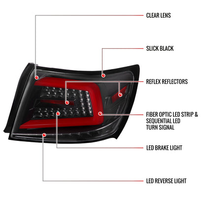 2008-2014 Subaru Impreza WRX/STI LED Sequential Turn Signal Tail lights (Jet Black Housing/Clear Lens)