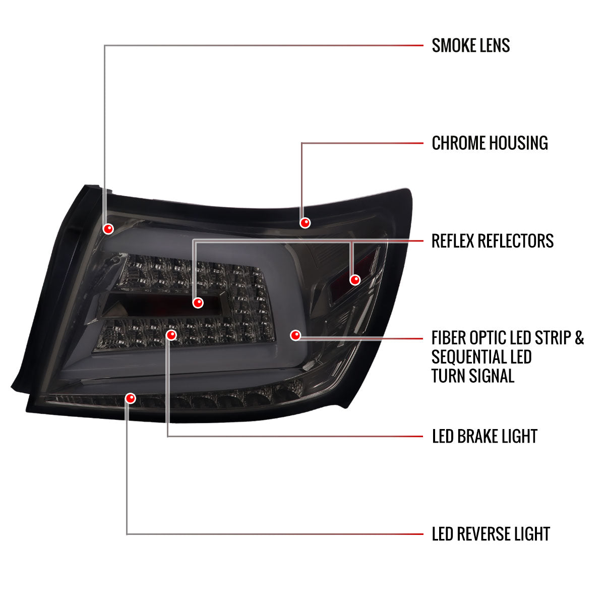 2008-2014 Subaru Impreza WRX/STI LED Sequential Turn Signal Tail lights (Chrome Housing/Smoked Lens)