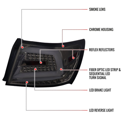 2008-2014 Subaru Impreza WRX/STI LED Sequential Turn Signal Tail lights (Chrome Housing/Smoked Lens)