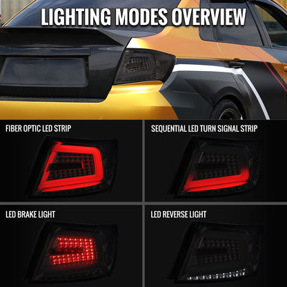 2008-2014 Subaru Impreza WRX/STI LED Sequential Turn Signal Tail lights (Chrome Housing/Smoked Lens)