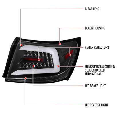 2008-2014 Subaru Impreza WRX/STI LED Sequential Turn Signal Tail Lights (Matte Black Housing/Clear Lens)