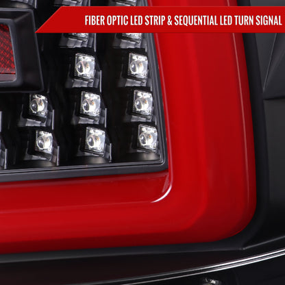 2008-2014 Subaru ImprezaWRX/STI Red LED Bar Sequential Turn Signal Tail Lights (Matte Black Housing/Clear Lens)