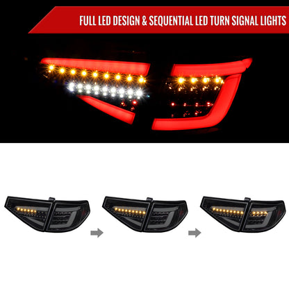 2008-2014 Subaru Impreza WRX Hatchback LED Sequential Tube Tail Lights (Glossy Black Housing/Dark Smoked Lens)