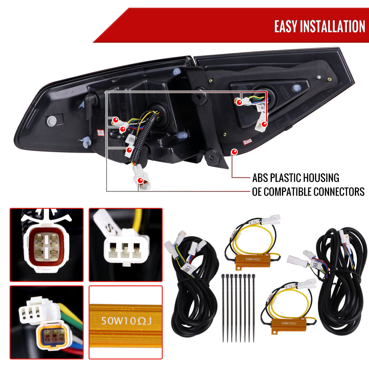 2008-2014 Subaru Impreza WRX Hatchback LED Sequential Tube Tail Lights (Glossy Black Housing/Dark Smoked Lens)