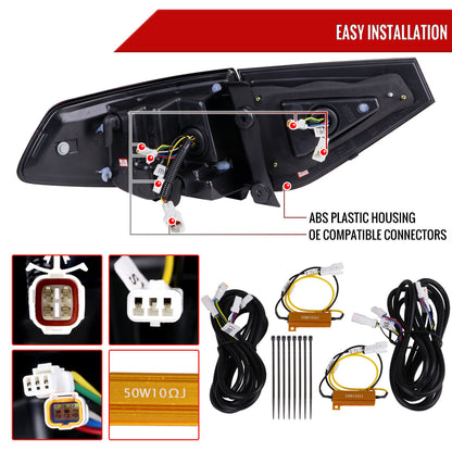 2008-2014 Subaru Impreza WRX Hatchback LED Sequential Tube Tail Lights (Glossy Black Housing/Dark Smoked Lens)