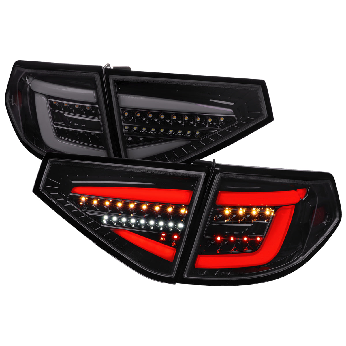 2008-2014 Subaru Impreza WRX Hatchback LED Sequential Tube Tail Lights (Glossy Black Housing/Dark Smoked Lens)