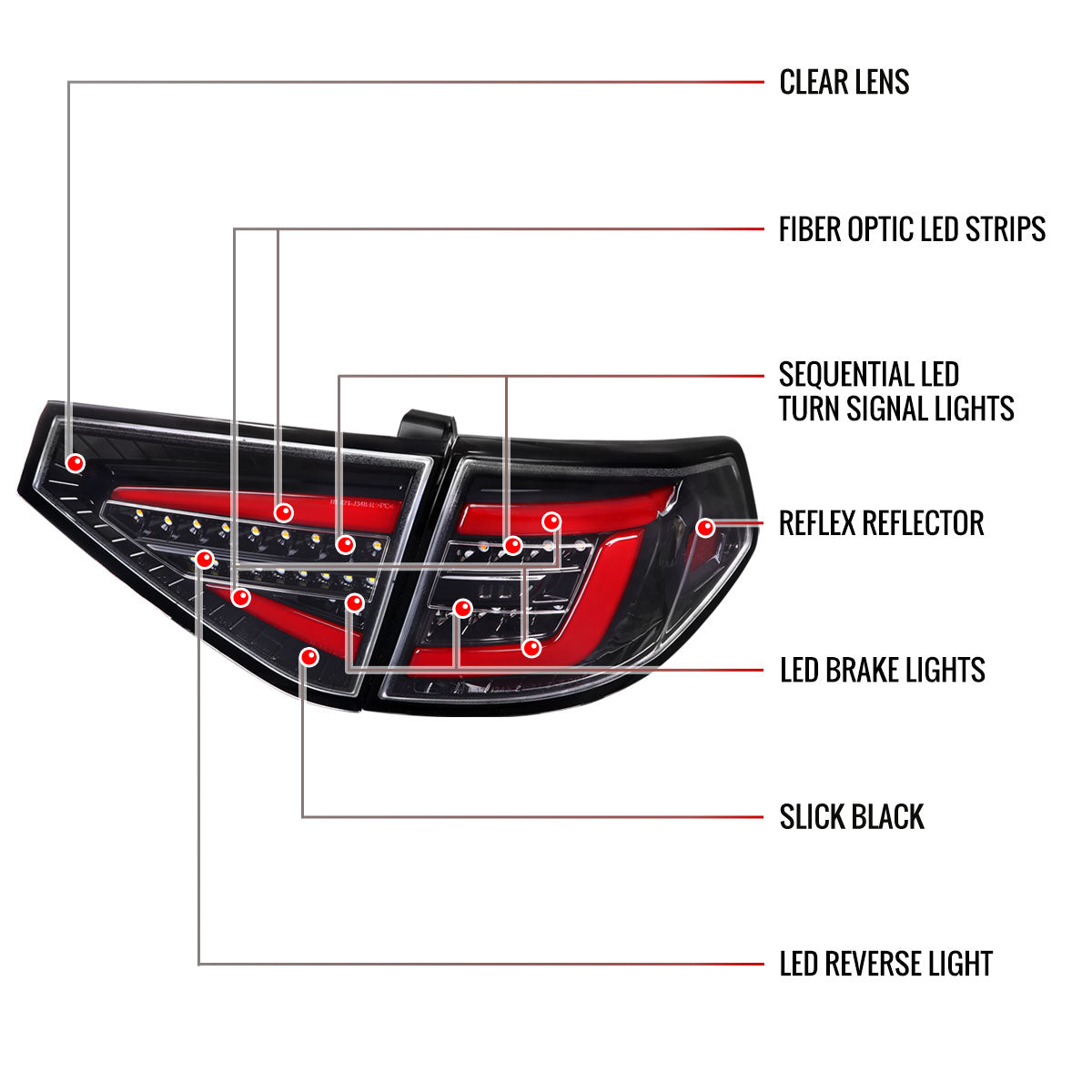 2008-2014 Subaru Impreza WRX Hatchback LED Sequential Tube Tail Lights (Glossy Black Housing/Clear Lens)