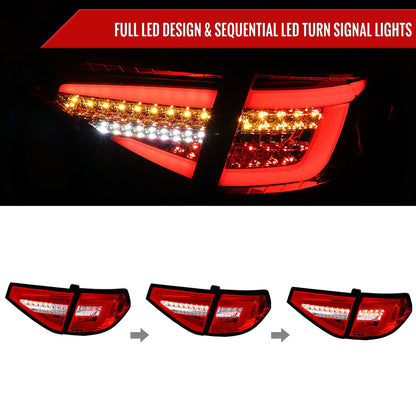 2008-2014 Subaru Impreza WRX Hatchback LED Sequential Tube Tail Lights (Chrome Housing/Red Lens)
