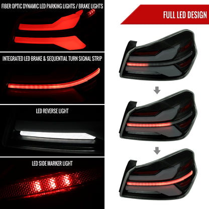 2015-2021 Subaru WRX STi Tail Light w/ Sequential LED Turn SignaL and LED Side Marker Brake Reverse (Black Housing / Smoked Lens)
