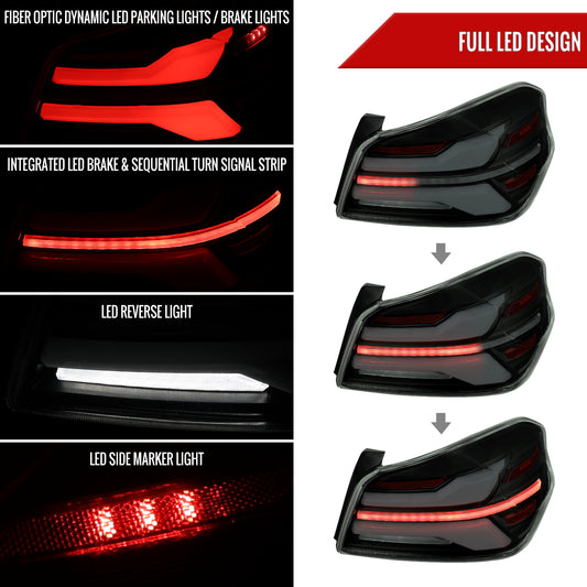 2015-2021 Subaru WRX STi Tail Light w/ Sequential LED Turn SignaL and LED Side Marker Brake Reverse (Black Housing / Smoked Lens)