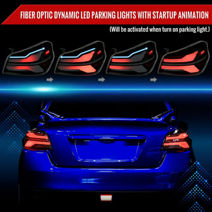 2015-2021 Subaru WRX STi Tail Light w/ Sequential LED Turn SignaL and LED Side Marker Brake Reverse (Black Housing / Smoked Lens)