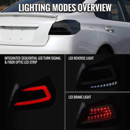 2015-2021 Subaru WRX  Sequential White Bar LED Tail Lights (Glossy Black Housing/Smoked Lens)