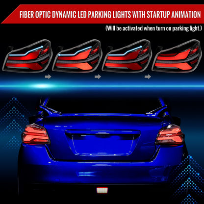 2015-2021 Subaru WRX STi Tail Light w/ Sequential LED Turn SignaL and LED Side Marker Brake Reverse (Glossy Black Housing / Clear Lens)
