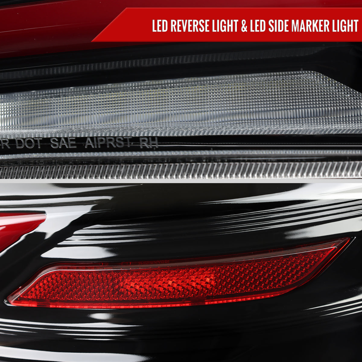 2015-2021 Subaru WRX STi Tail Light w/ Sequential LED Turn SignaL and LED Side Marker Brake Reverse (Glossy Black Housing / Clear Lens)