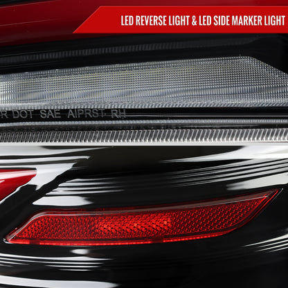 2015-2021 Subaru WRX STi Tail Light w/ Sequential LED Turn SignaL and LED Side Marker Brake Reverse (Glossy Black Housing / Clear Lens)