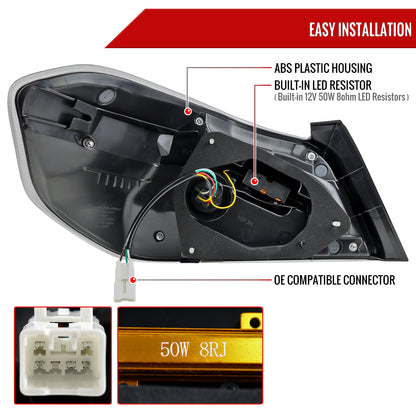 2015-2021 Subaru WRX STi Tail Light w/ Sequential LED Turn SignaL and LED Side Marker Brake Reverse (Glossy Black Housing / Clear Lens)