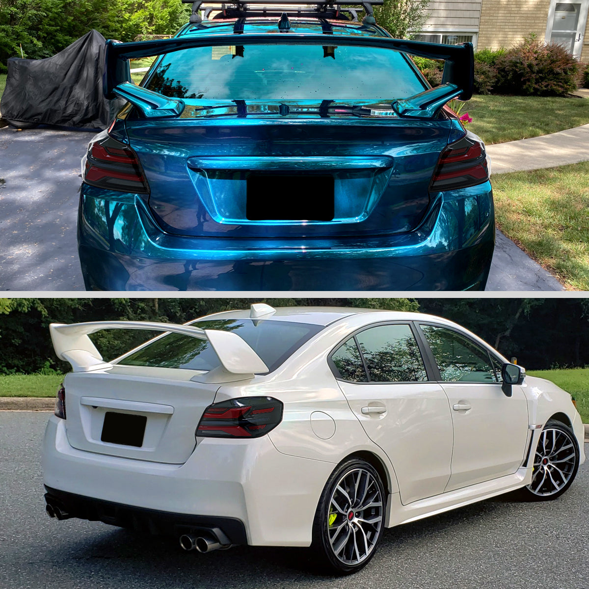 2015-2021 Subaru WRX STi Tail Light w/ Sequential LED Turn SignaL and LED Side Marker Brake Reverse (Glossy Black Housing / Clear Lens)