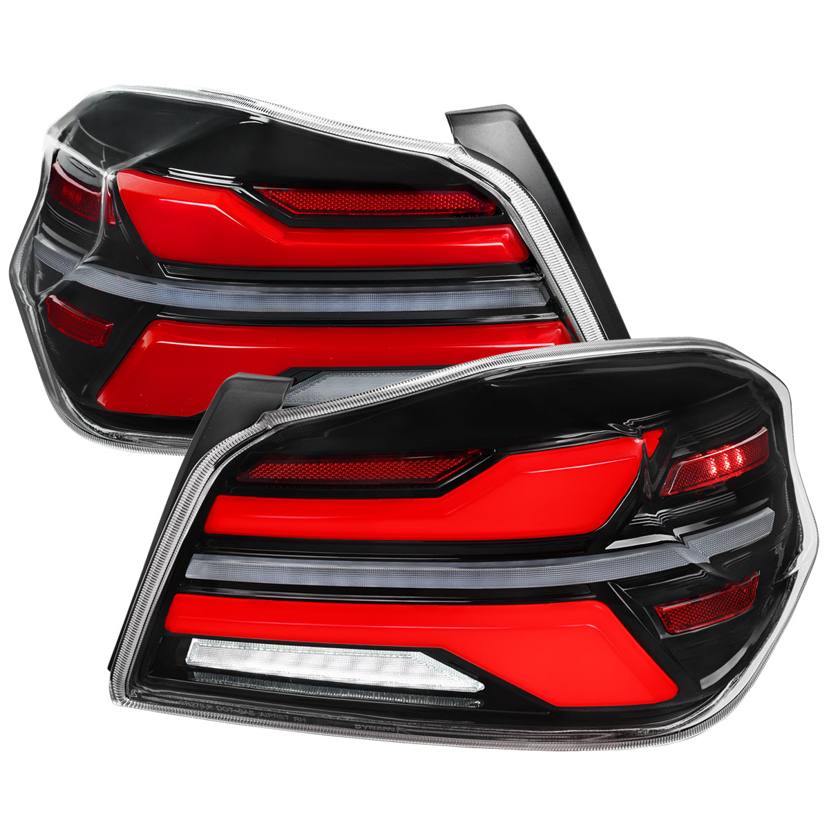 2015-2021 Subaru WRX STi Tail Light w/ Sequential LED Turn SignaL and LED Side Marker Brake Reverse (Glossy Black Housing / Clear Lens)