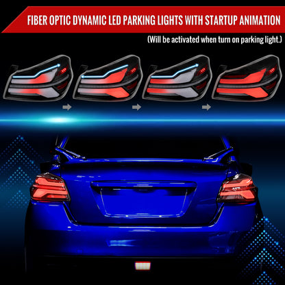 2015-2021 Subaru WRX STi Tail Light w/ Sequential LED Turn SignaL and LED Side Marker Brake Reverse (Matte Black Housing / Clear Lens)