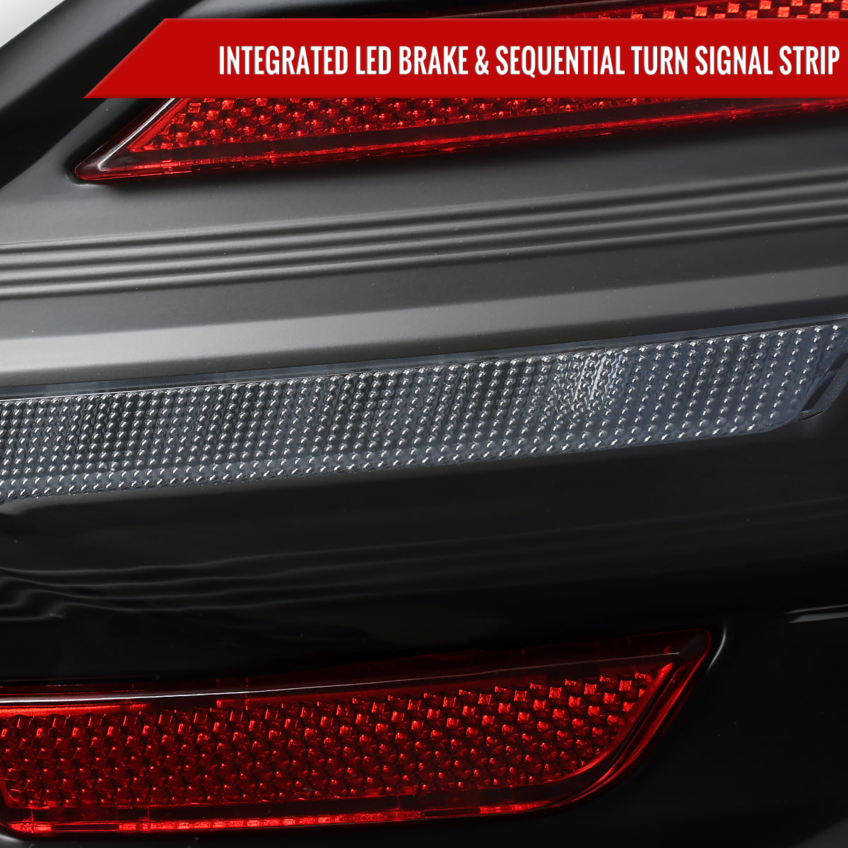 2015-2021 Subaru WRX STi Tail Light w/ Sequential LED Turn SignaL and LED Side Marker Brake Reverse (Matte Black Housing / Clear Lens)