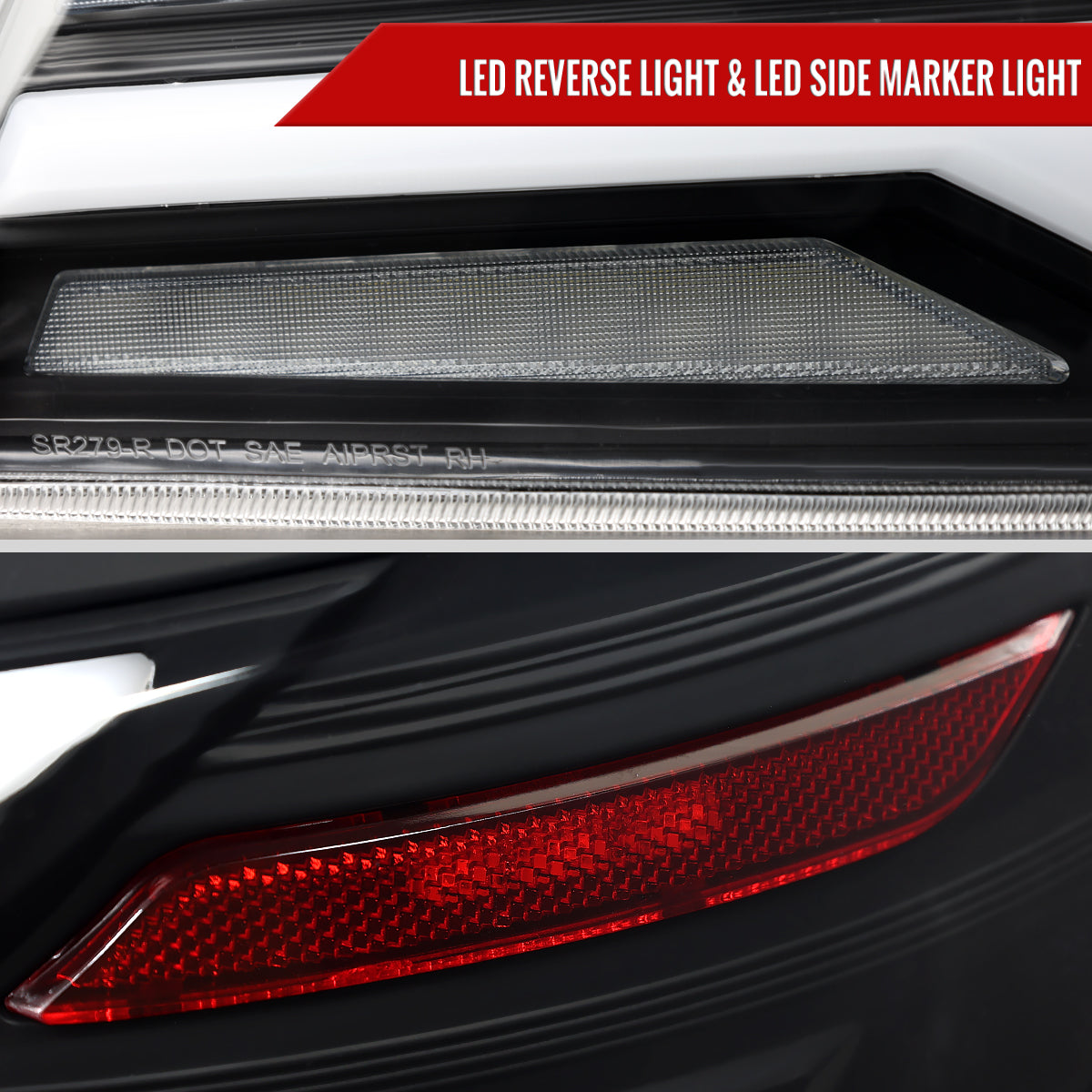 2015-2021 Subaru WRX STi Tail Light w/ Sequential LED Turn SignaL and LED Side Marker Brake Reverse (Matte Black Housing / Clear Lens)