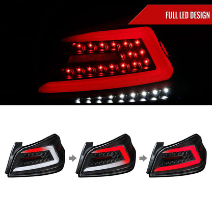 2015-2021 Subaru WRX  Sequential White Bar LED Tail Lights (Matte Black Housing/Clear Lens)