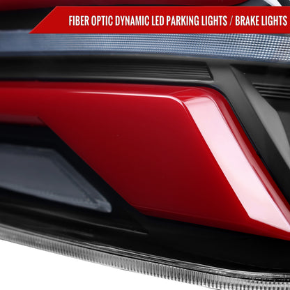 2015-2021 Subaru WRX STi Tail Light w/ Sequential Red LED Turn Signal and LED Side Marker Brake Reverse (Matte Black Housing / Clear Lens)