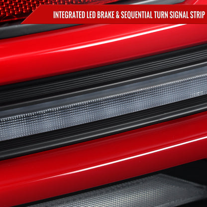 2015-2021 Subaru WRX STi Tail Light w/ Sequential Red LED Turn Signal and LED Side Marker Brake Reverse (Matte Black Housing / Clear Lens)