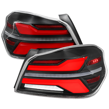 2015-2021 Subaru WRX STi Tail Light w/ Sequential Red LED Turn Signal and LED Side Marker Brake Reverse (Matte Black Housing / Clear Lens)